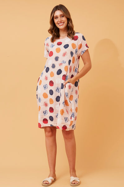 Messina polka dot linen dress, Buy Online