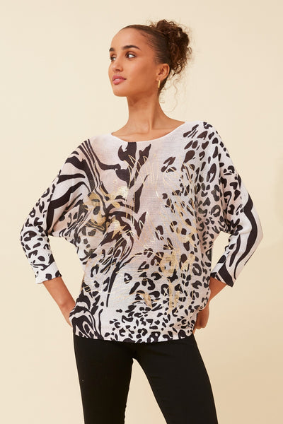 HENRI ABSTRACT PRINT KNIT PULLOVER