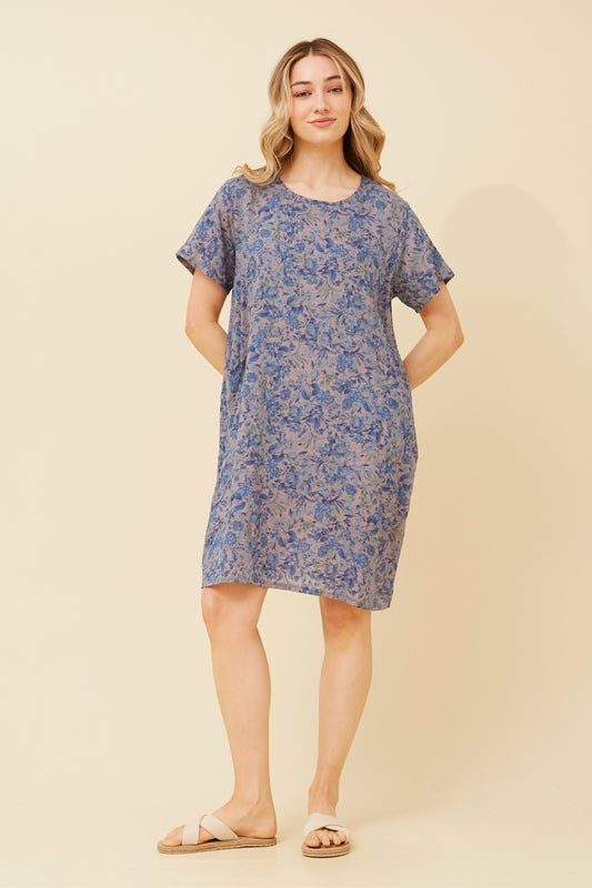 VINE FLORAL PRINT SHIFT DRESS