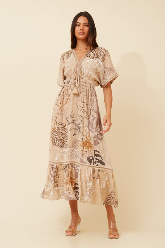 CHRISTINA BOTANICAL PRINT MAXI DRESS