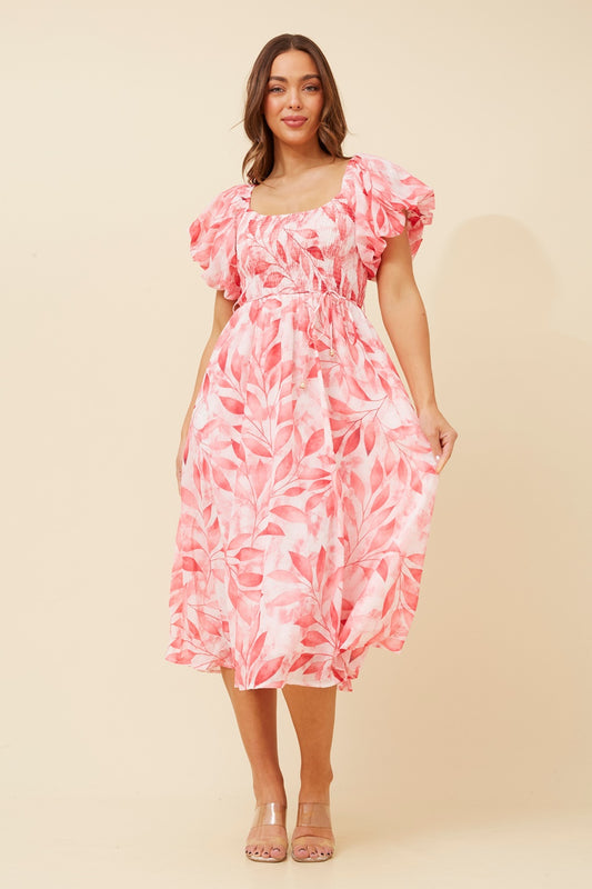 ANOK PUFF SLEEVE MIDI DRESS