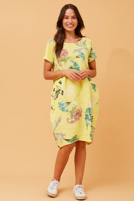 MESSINA FLORAL LINEN DRESS