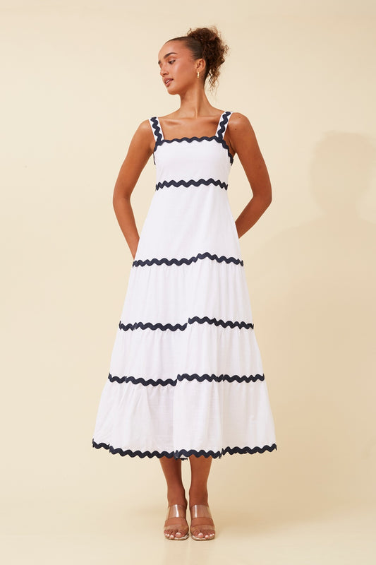 DELMA RIC RAC TIERED DRESS