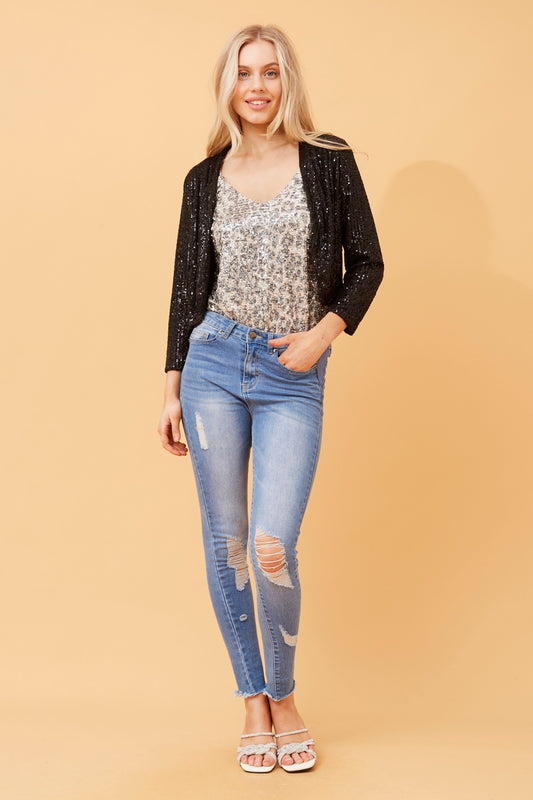 TWINKLE SEQUIN CROP JACKET