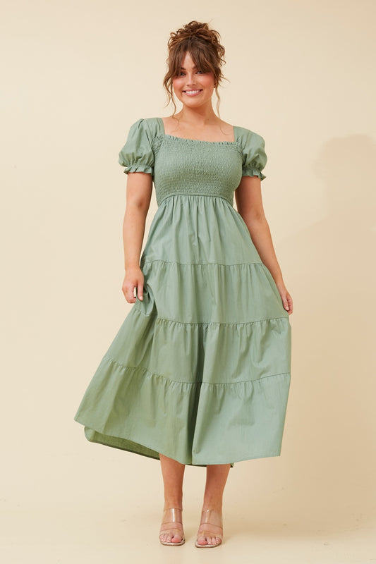 ASHTON SOLID TIERED DRESS