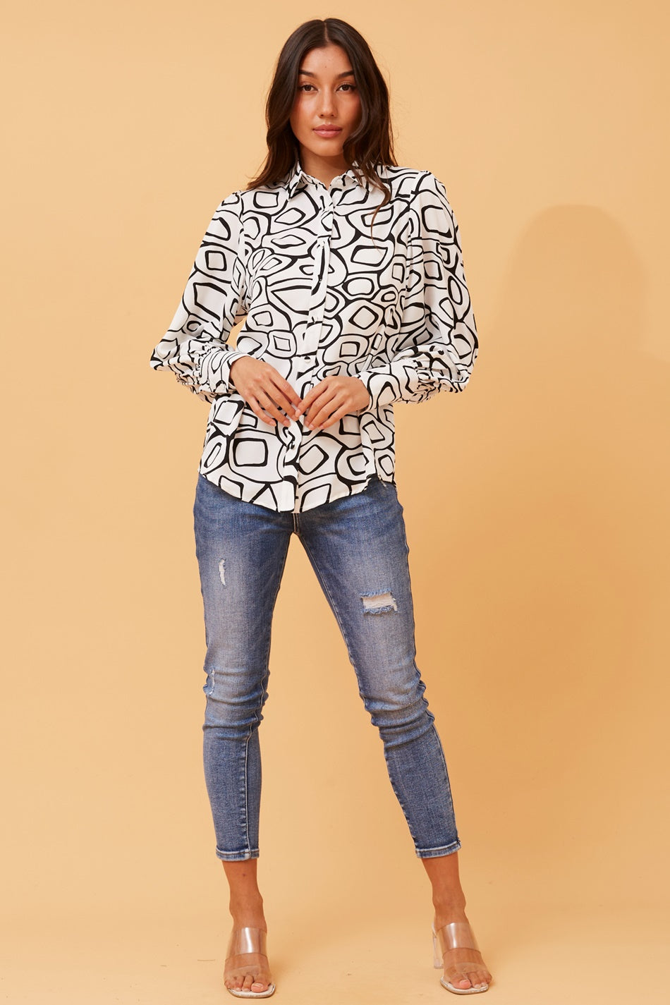 BELLE ABSTRACT PRINT SHIRT