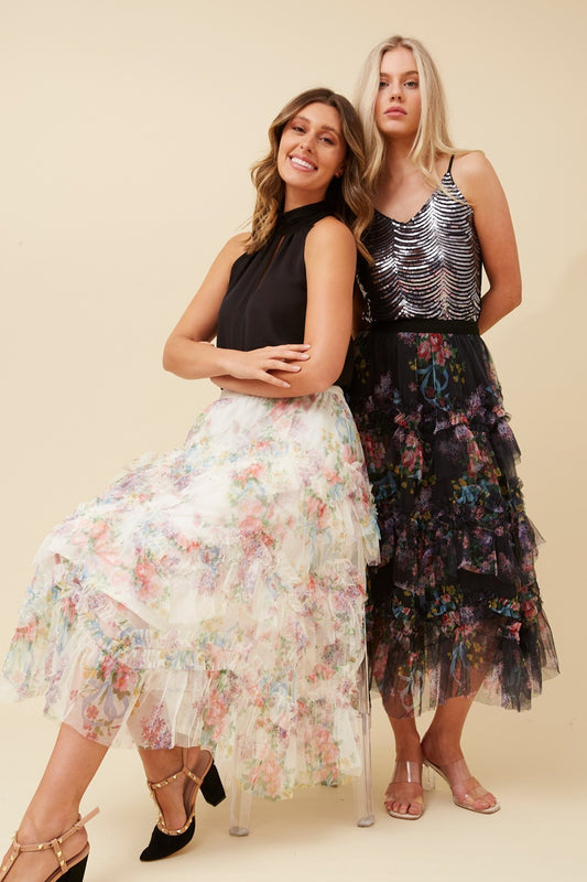 DIVISHA FLORAL TULLE SKIRT