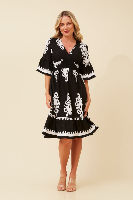 IZABELLA BORDER PRINT DRESS