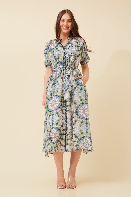 GENEVA ABSTRACT PRINT SHIRT DRESS