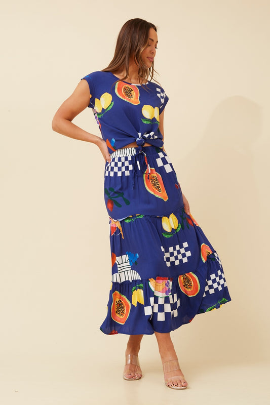 CODY FRUIT PRINT MAXI SKIRT