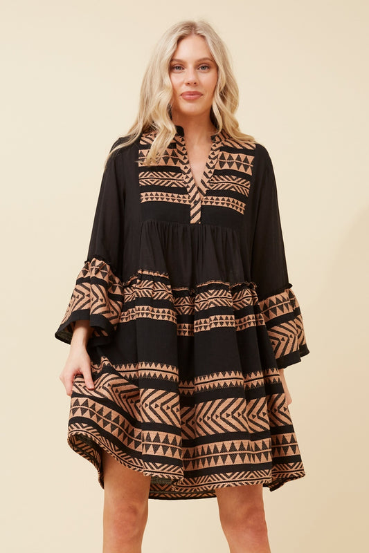 AMIRA JACQUARD BOHO SHORT DRESS