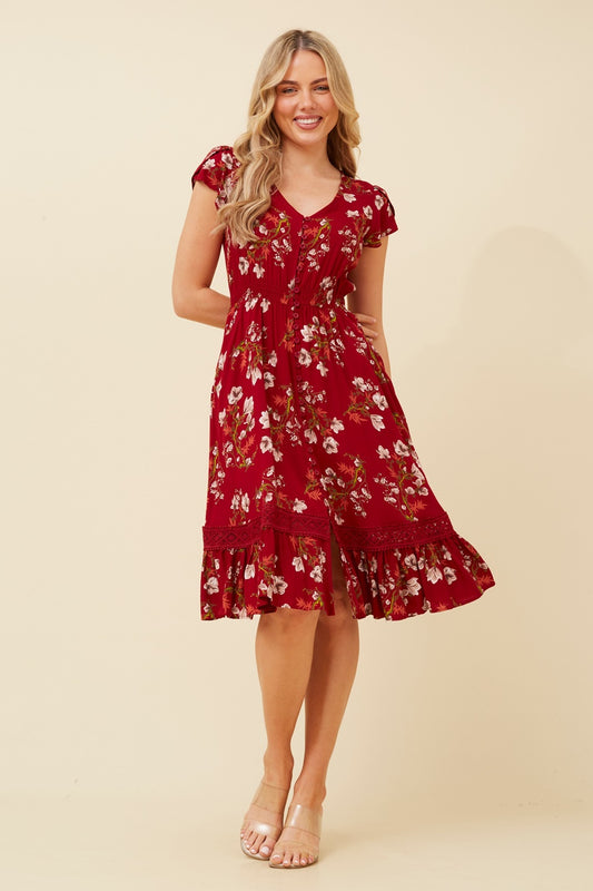 MOROCCO FLORAL KNEE LENGTH DRESS