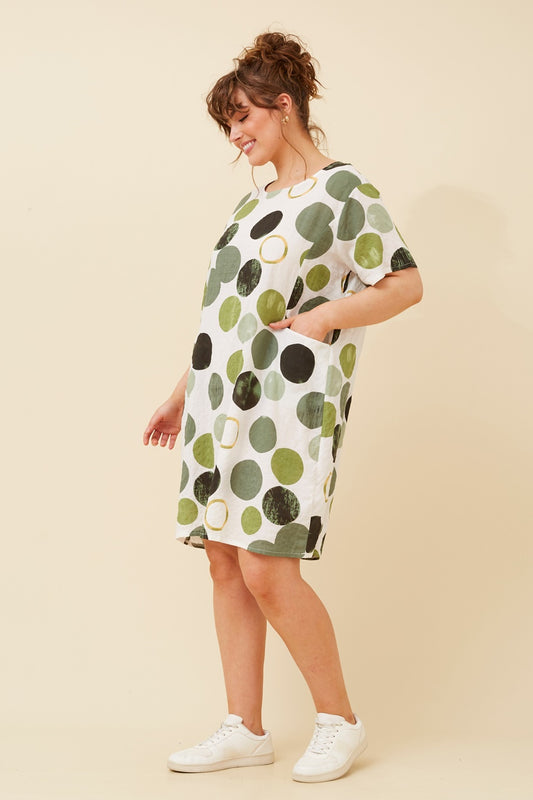 VINE POLKA DOT SHIFT DRESS