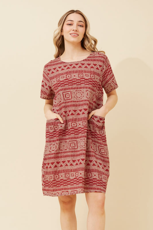 VINE ABSTRACT PRINT SHIFT DRESS