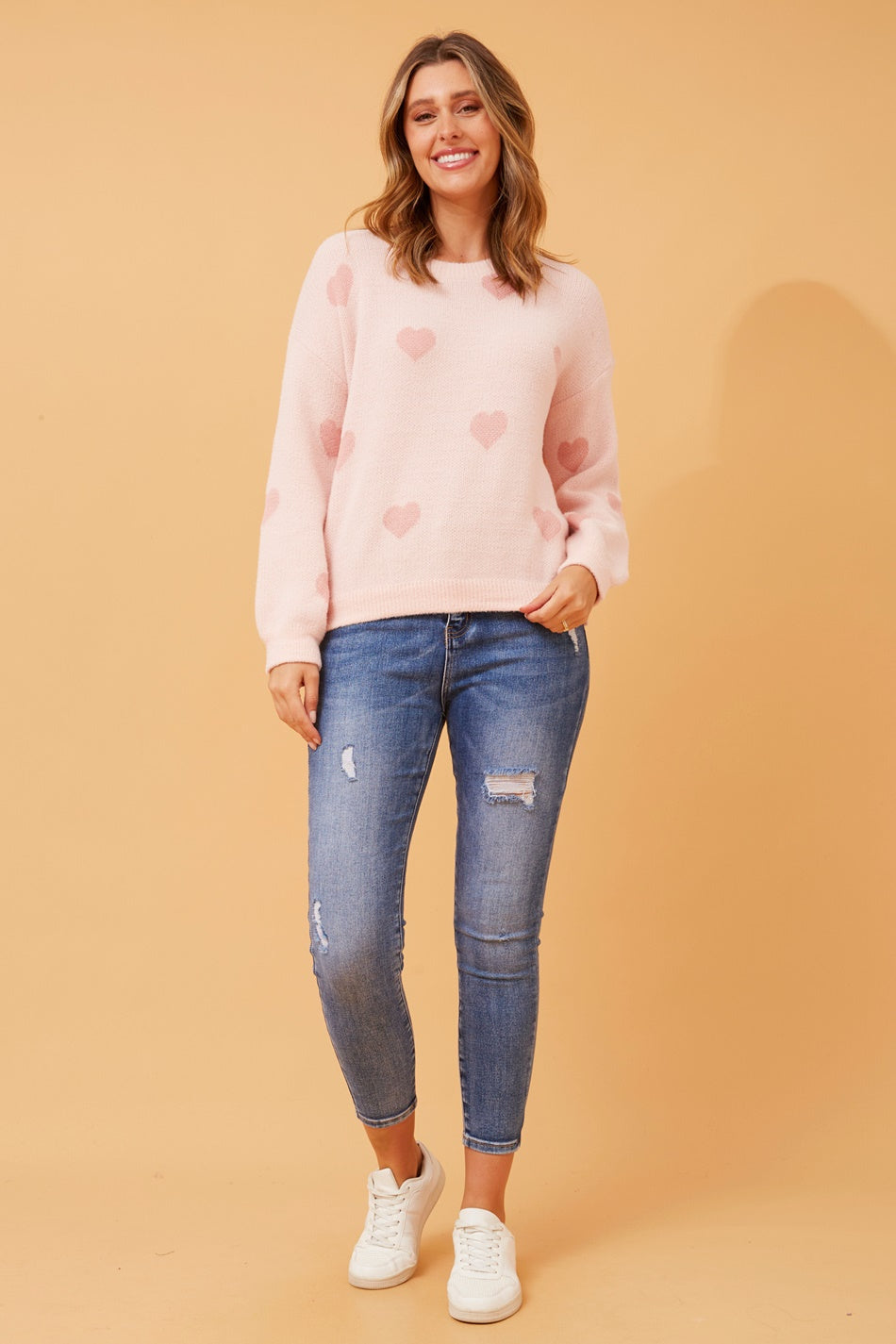 DUNYA HEART PATTERN KNIT JUMPER