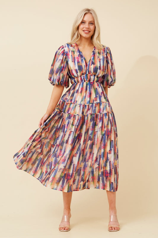 ANUSHKA PUFF SLEEVE MIDI DRESS