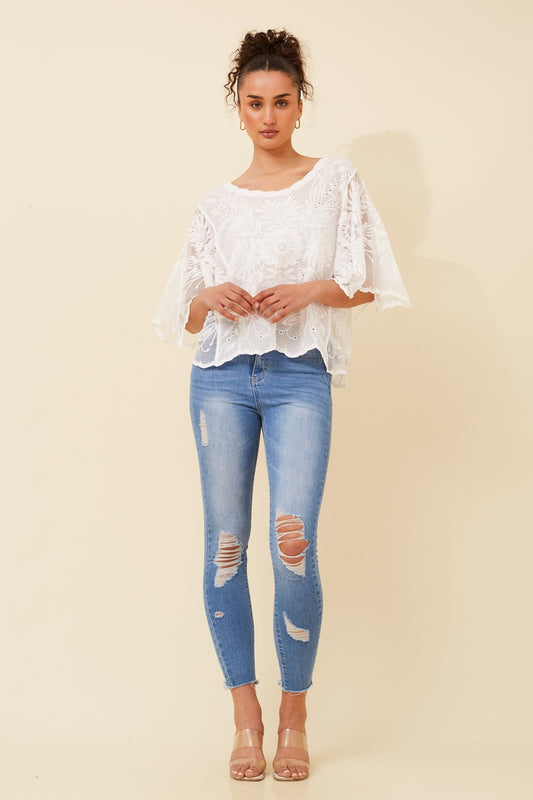 DEVONA LACE EMBROIDERED TOP