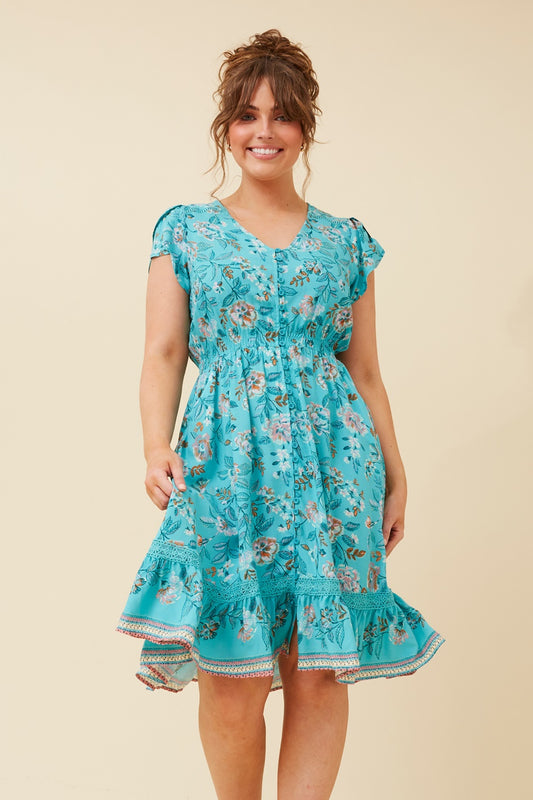 MOROCCO FLORAL KNEE LENGTH DRESS