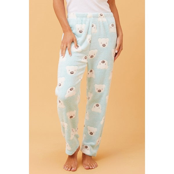 LEE TEDDY PRINT PLUSH PYJAMA PANTS