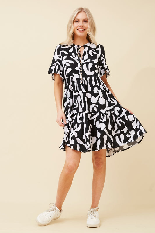 ARDEN ABSTRACT PRINT SHORT DRESS