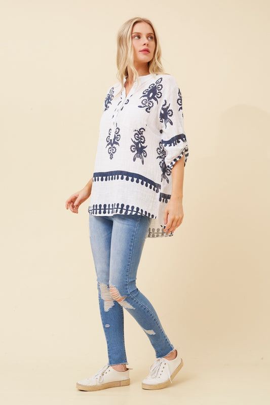 FERRERA BORDER PRINT TOP