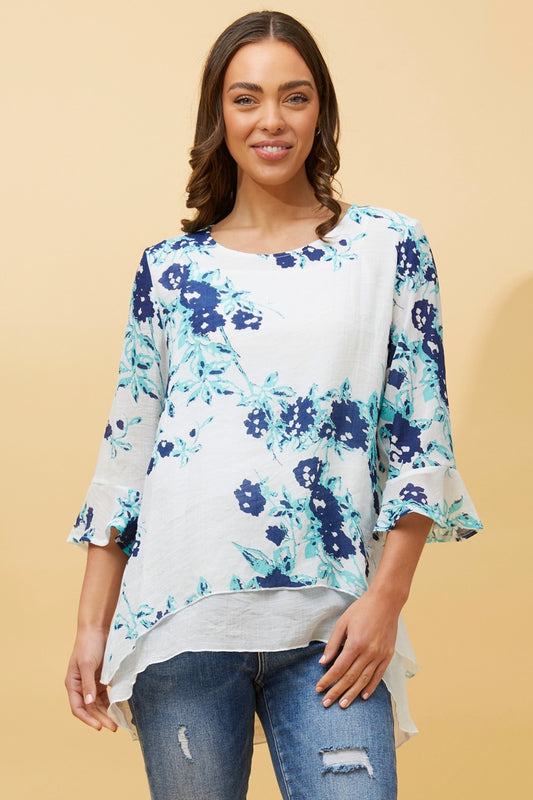 RUMI DOUBLE LAYER FLORAL TUNIC TOP