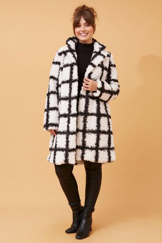 AUSTEN TEDDY CHECK COAT