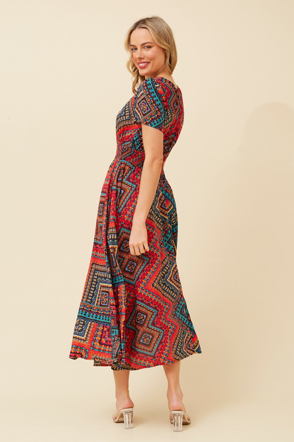 Kegan abstract print midi dress & Buy Online & Femme Connection