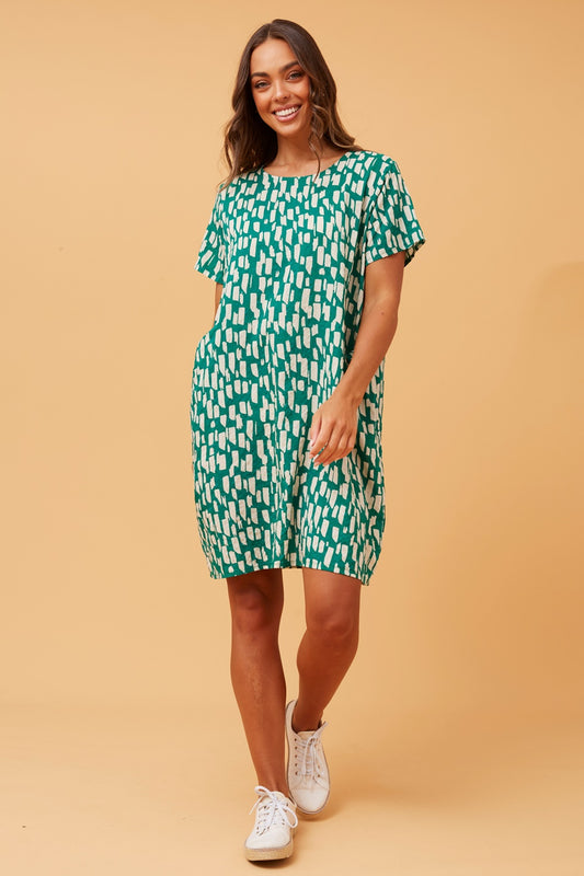 VINE ABSTRACT PRINT SHIFT DRESS