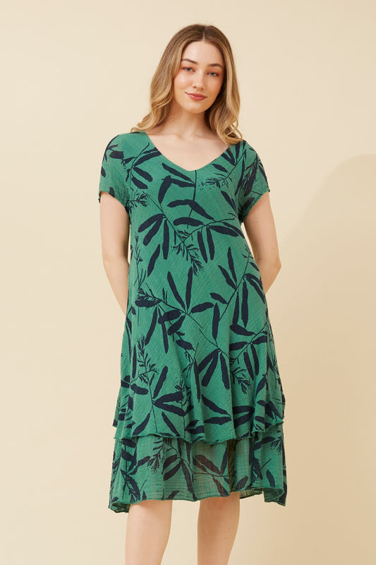 ELECTRA LEAF PRINT DRESS