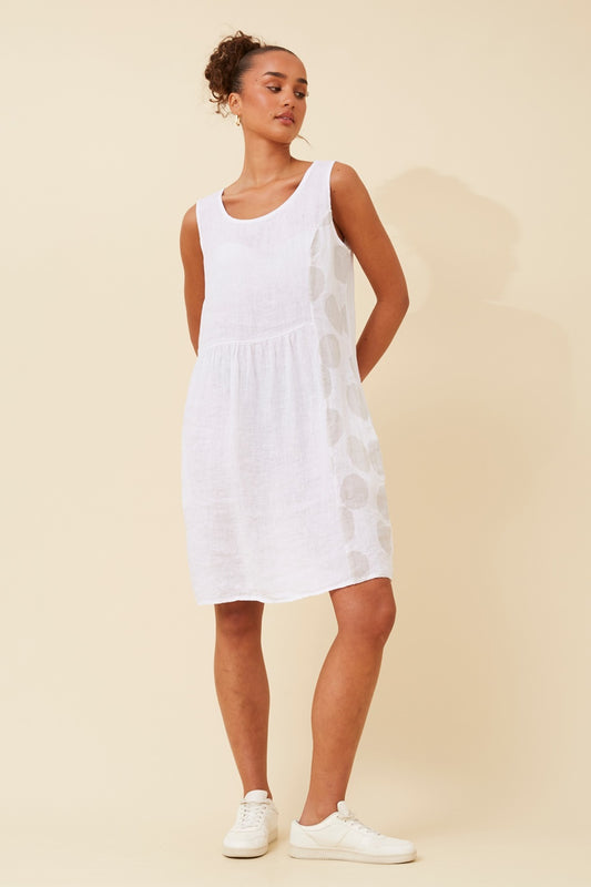 GABRIELLA POLKA DOT LINEN DRESS