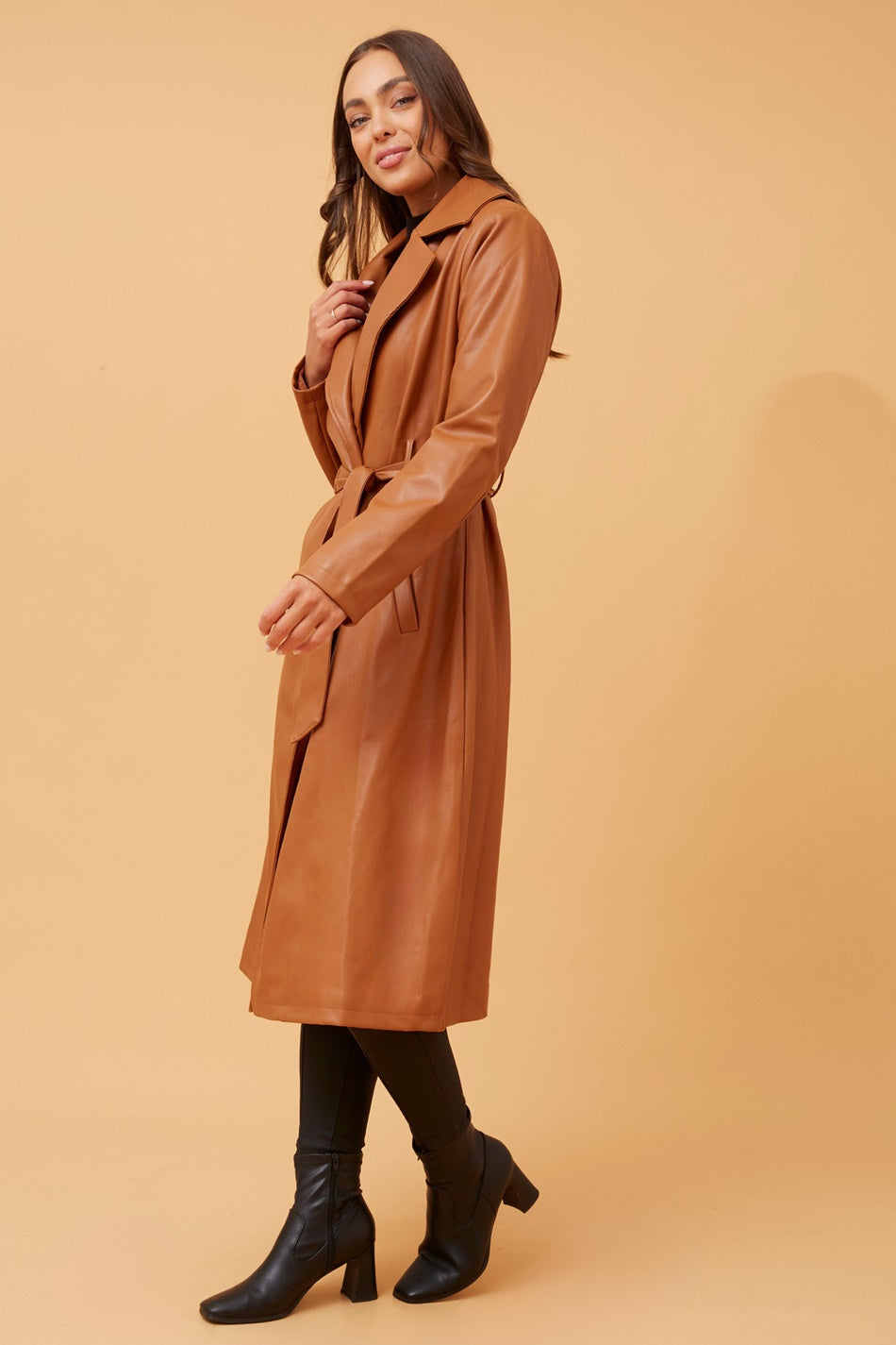 CARTIA FAUX LEATHER COAT