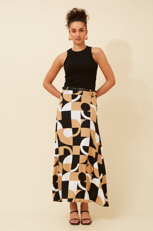 BETTY GEOMETRIC PRINT MAXI SKIRT