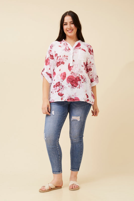 ROSETTA FLORAL LINEN SHIRT