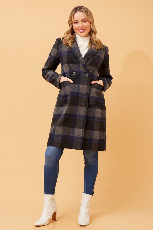 FRASER DOUBLE BREASTED CHECK COAT