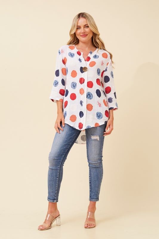 PALERMO LINEN POLKA DOT TOP