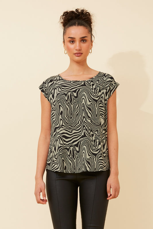 SHELLY ABSTRACT PRINT TOP