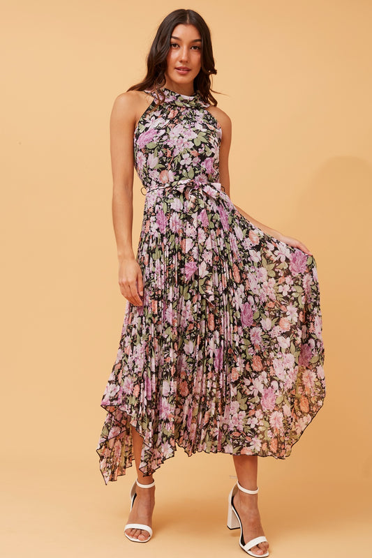 JOSETTE FLORAL PLEATED DRESS