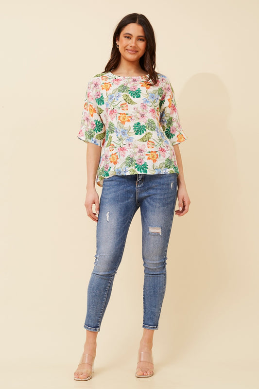 JAMILA FLORAL LINEN TOP