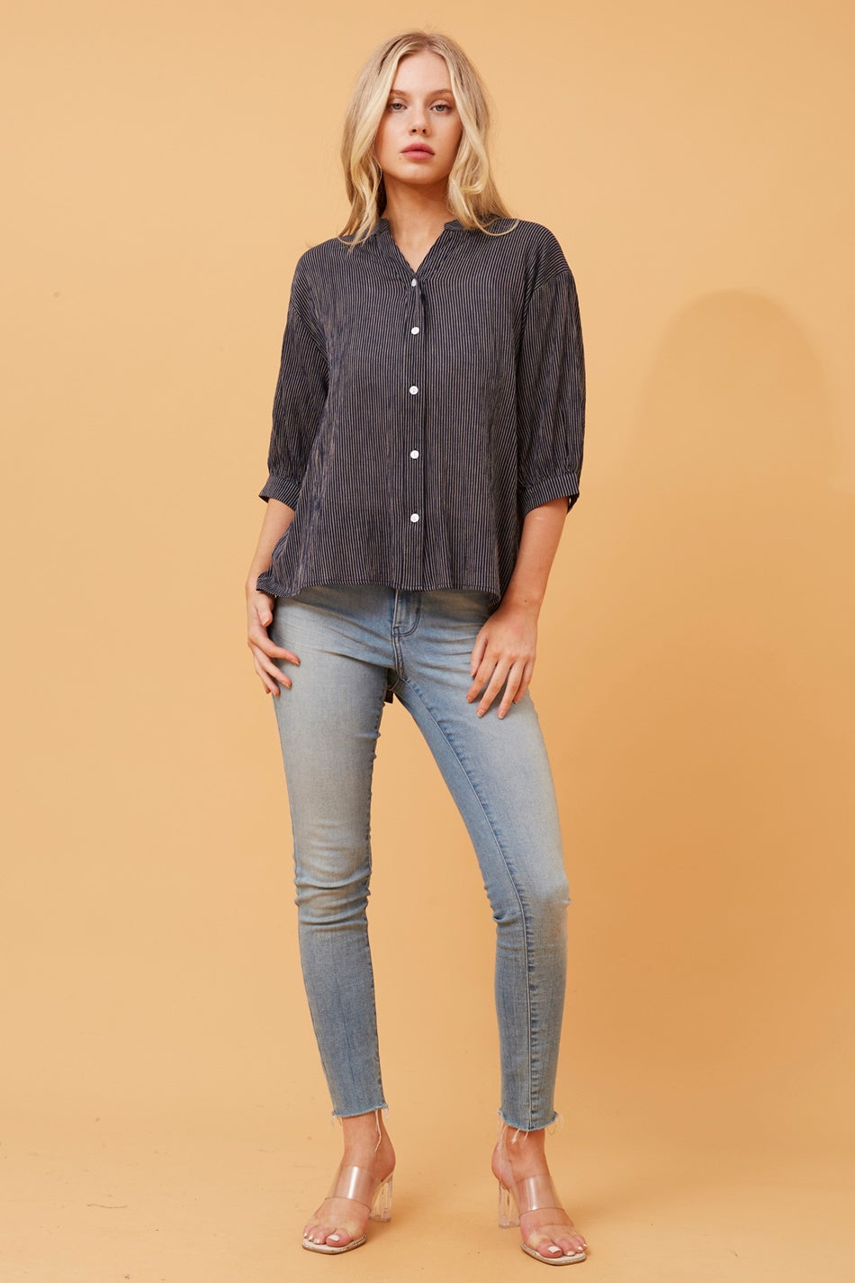 BELINA STRIPE BUTTON UP SHIRT