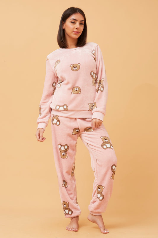 KENNY TEDDY PRINT PLUSH PYJAMA SET