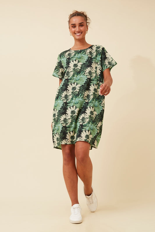 VINE FLORAL SHORT DRESS