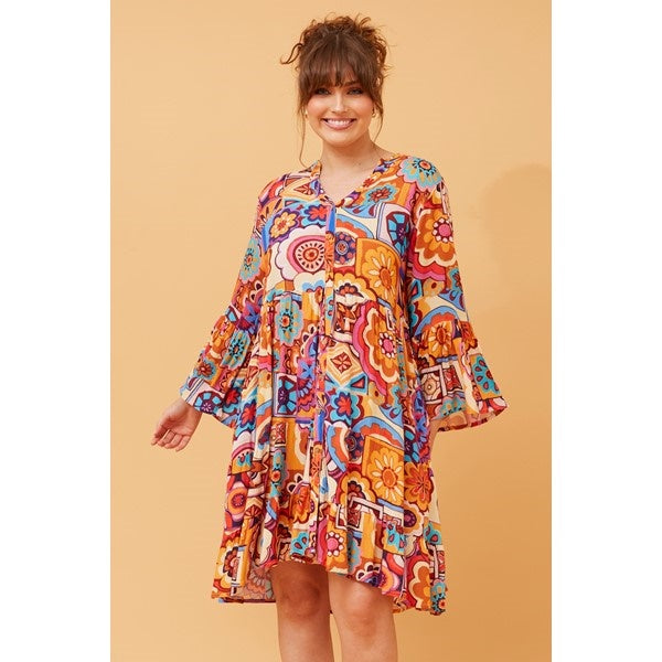 TONGA PATCHWORK PRINT DRESS