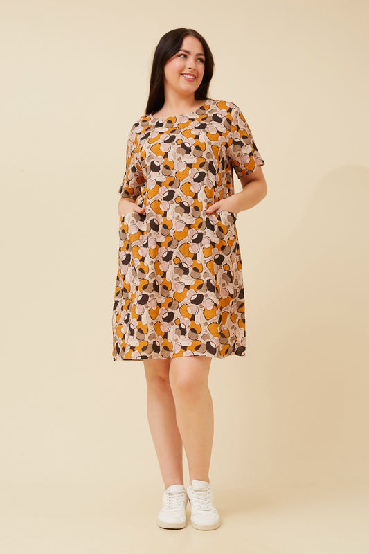 VINE ABSTRACT PRINT SHIFT DRESS