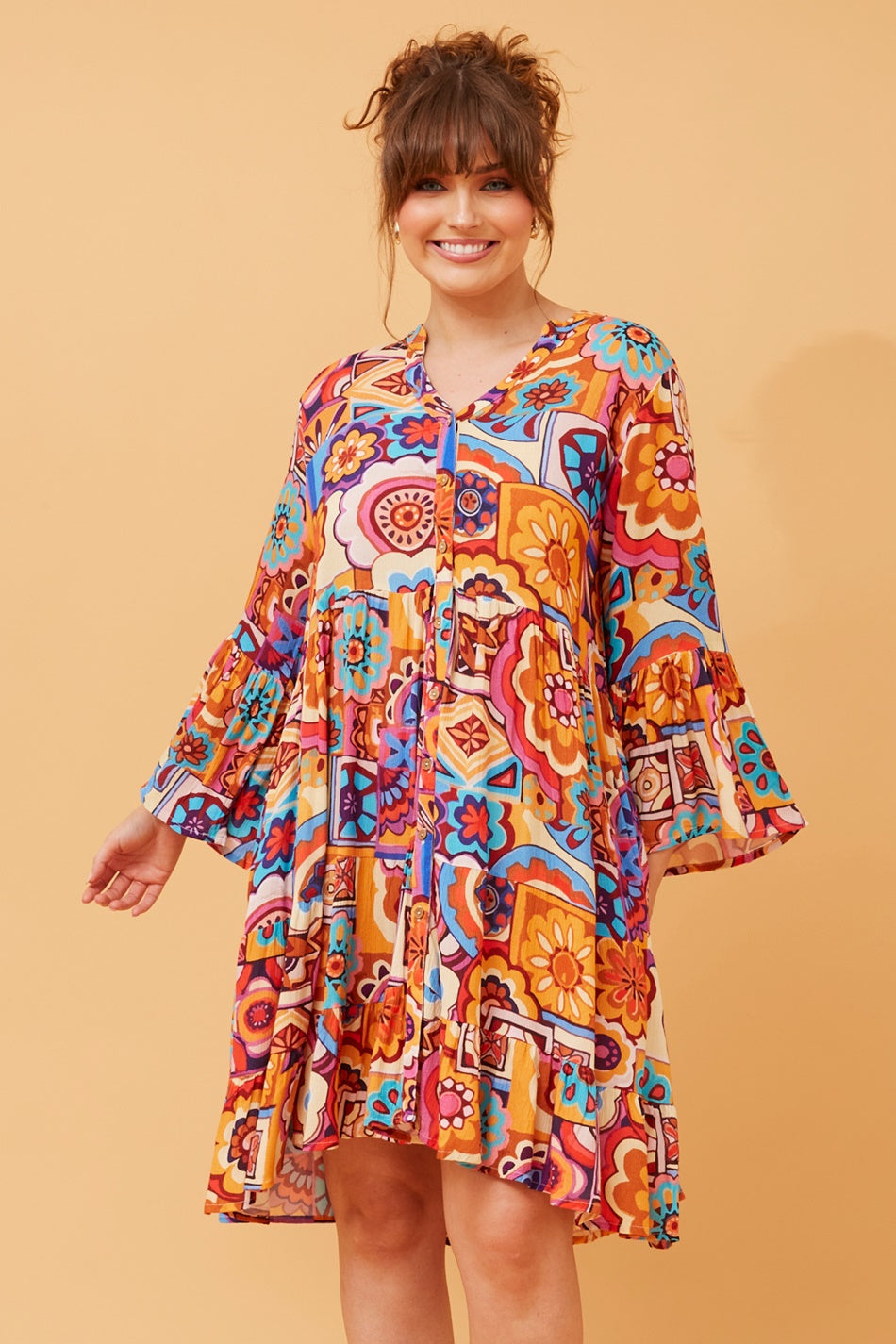 TONGA PATCHWORK PRINT DRESS