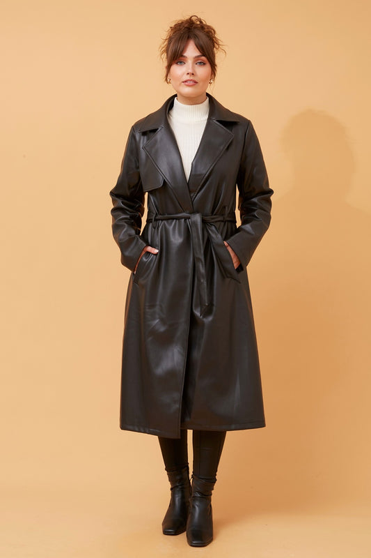 CARTIA FAUX LEATHER COAT