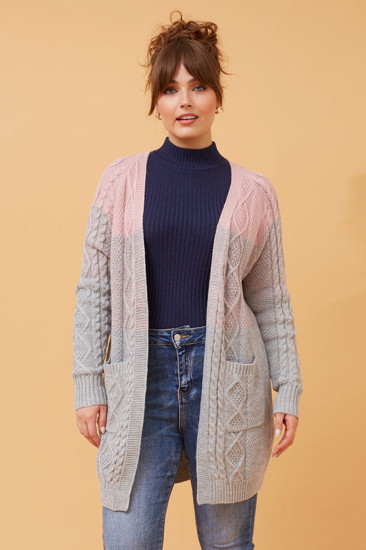 LIANA COLOUR BLOCK KNIT CARDIGAN