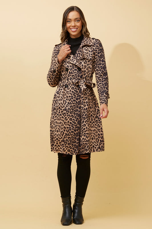 JAGUAR ANIMAL PRINT TRENCH COAT