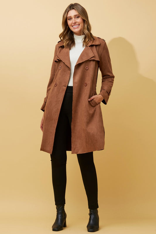 JAGUAR FAUX SUEDE TRENCH COAT