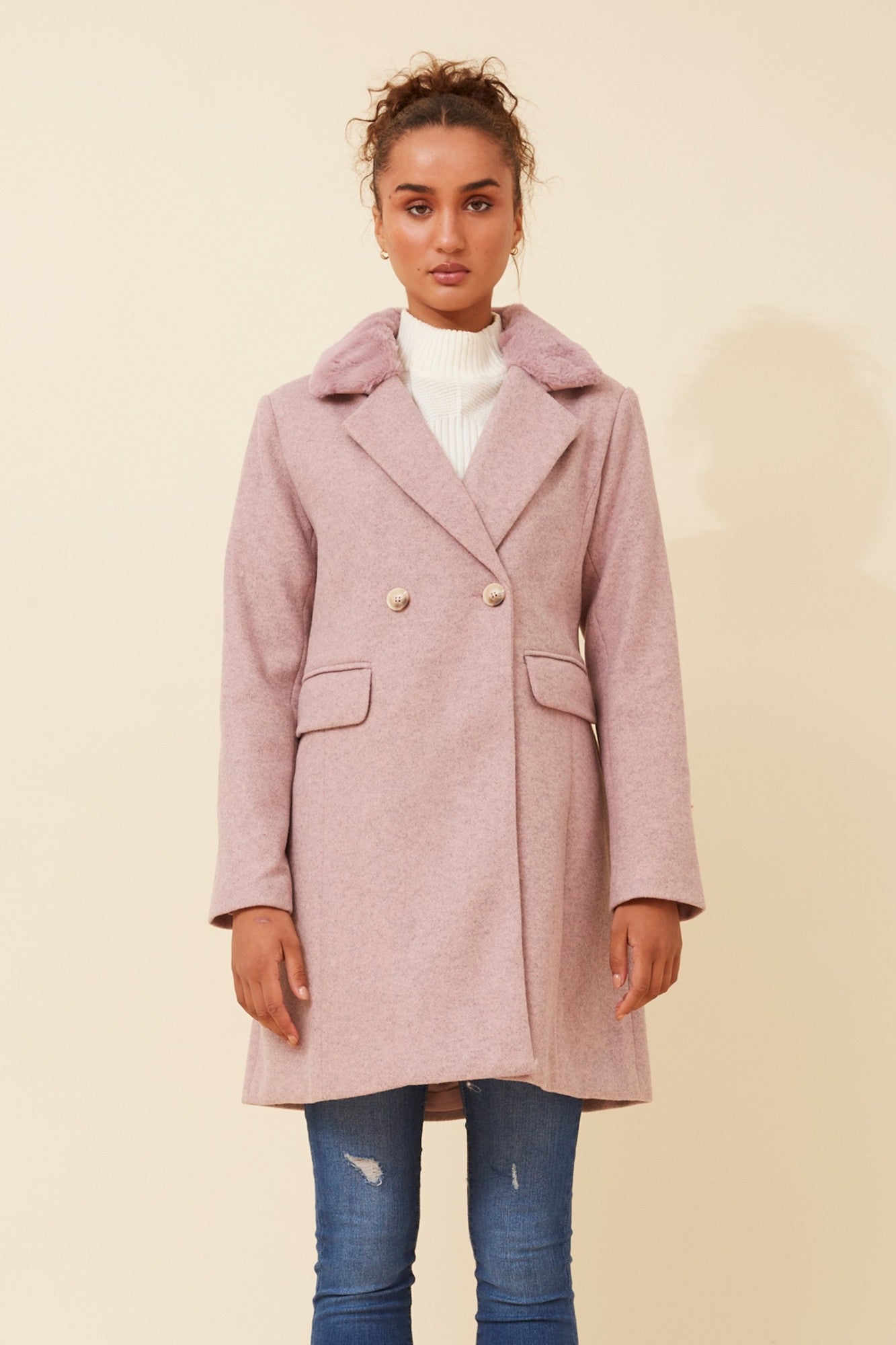 Thalia faux fur trim coat | Buy Online | Femme Connection